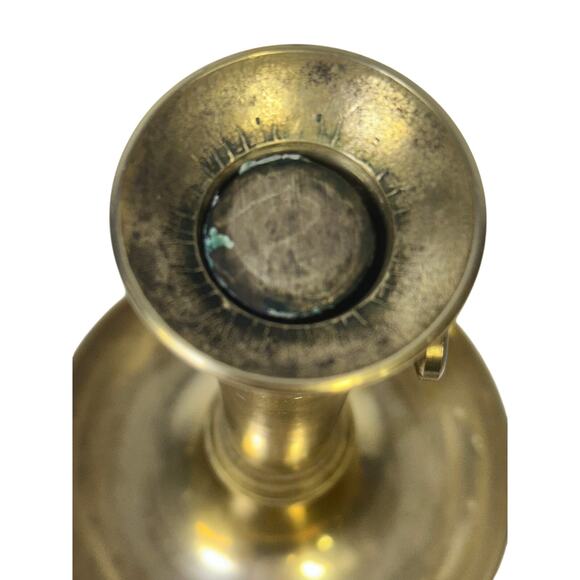 European Antique Early 20th Century Brass 7.75" Candlestick w/Ejector Mechanism - Picture 5 of 7